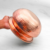 Pure Copper Round Handi With Lid for Cooking – Tin Coated (Kalai) – Handcrafted Hammered & Traditional Design